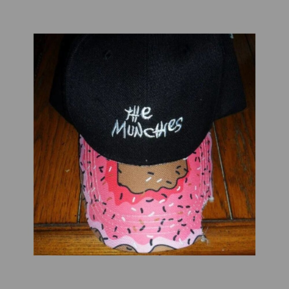 The MUNCHIES Black/Pink Donut Snapback Baseball Hat